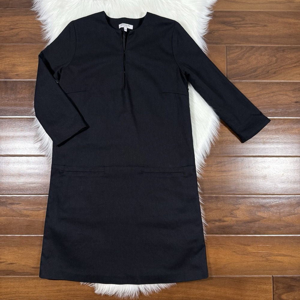 Emerson Fry Women's Size XXS‎ Black Twill Cotton Pocket Mod Shift Dress